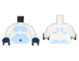 Torso Pixelated Bright Light Blue Bare Chest and Dark Blue Belly Button Pattern / White Arms / Dark Blue Hands: {бял}