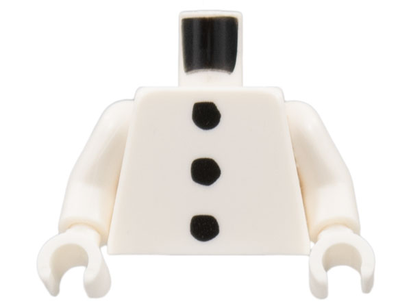 Torso with 3 Black Buttons Pattern / White Arms / White Hands: {бял}