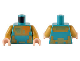 Torso Pixelated Gold, Medium Nougat, and Orange Armor Pattern / Pearl Gold Arms / Light Nougat Hands: {ярко синьо-зелен}