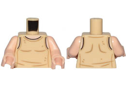 Torso SW Tan Undershirt, Creased Pattern (Luke Skywalker) / Light Nougat Arms / Light Nougat Hands: {тухлено жълт}