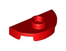 PLATE 1X2, 1/2 CIRCLE, W/ 1 KNOB: {ярко червен}