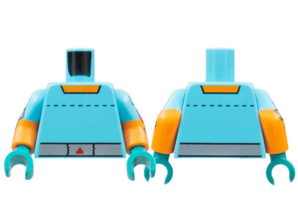 Torso Orange Collar, Dotted Line, Silver Belt Pattern / Orange Arms with Medium Azure Short Sleeves, Silver Tape, 'ON/OFF' Switch Pattern / Dark Turquoise Hands: {умерено небесносин}