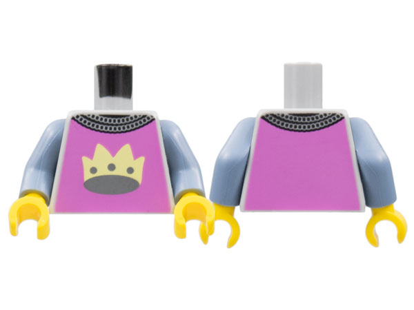 Torso Chain Mail Collar, Light Purple Surcoat, Bright Light Yellow Crown Pattern / Sand Blue Arms / Yellow Hands: {умерено каменно сив}