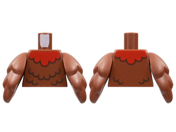 Torso Red Collar, Black Feather Lines Pattern / Reddish Brown Bird Wings: {червеникаво-кафяв}