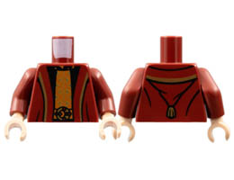 Torso Robe with Gold Hems, Black Shirt with Gold and Dark Orange Center Panel Pattern / Dark Red Arms / Light Nougat Hands: {нов тъмно червен}
