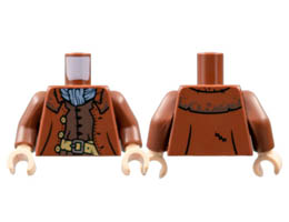 Torso Coat with Tan Buttons and Belt, Light Bluish Gray Scarf, Dark Brown Vest Pattern / Reddish Brown Arms / Light Nougat Hands: {червеникаво-кафяв}