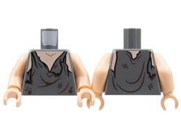 Torso Tattered Shirt, Light Nougat Neck and Chest, Dark Brown Splotches and Wrinkles Pattern / Light Nougat Arms / Light Nougat Hands : {тъмно каменно сив}