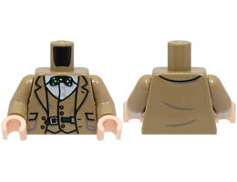 Torso Suit Jacket and Vest, White Shirt, Dark Green Bow Tie with Polka Dots, Belt with Silver Buckle Pattern / Dark Tan Arms / Light Nougat Hands : {пясъчно жълт}