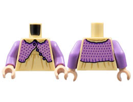 Torso Dress with Medium Nougat Seams, Medium Lavender Shrug with Dark Purple Buttons and Spots Pattern / Medium Lavender Arms / Light Nougat Hands : {тухлено жълт}