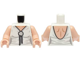 Torso Female Dress with Flower and Laces, Light Bluish Gray Creases, Light Nougat Neck and Back Pattern / Light Nougat Arms / Light Nougat Hands : {бял}