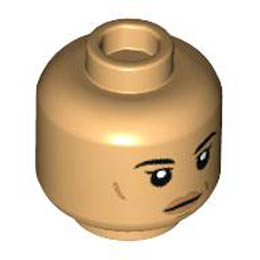 Minifigure, Head Female Black Eyebrows, Medium Nougat Lips, Cheek Lines and Chin Dimple, Neutral Pattern - Hollow Stud: {умерен тан}