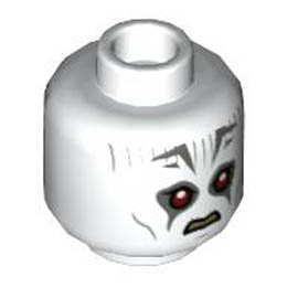 Minifigure, Head Alien with SW Pauan Red Eyes, Light Bluish Gray Lines and Dark Bluish Gray Markings Pattern (Grand Inquisitor) - Hollow Stud : {бял}