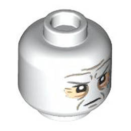 Minifigure, Head Light Nougat Sunken Eyes, Wrinkles, Scar, Frown, 2 Large Scars on Back Pattern (SW Darth Vader) - Hollow Stud: {бял}