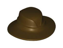 Minifigure, Headgear Hat, Wide Brim with Rear Sag: {тъмно кафяв}