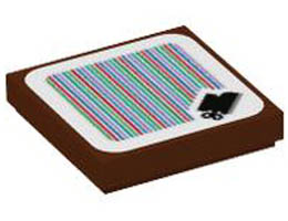 Tile 2 x 2 with Groove with Super Mario Scanner Code Goombas Shoe Pattern (Sticker) - Set 71404: {червеникаво-кафяв}