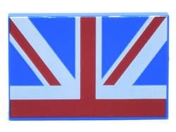 Tile 2 x 3 with Red, Blue, and White Union Jack Flag Half Pattern : {ярко син}