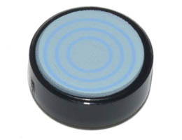 Tile, Round 1 x 1 with Bright Light Blue Concentric Circles, Open Center on Light Aqua Background Pattern: {черен}