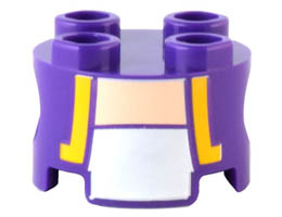 Brick, Round 2 x 2 with Pin Holes with Bright Light Orange Lapels and White Undershirt Pattern (Super Mario Purple Toad Torso): {светло виолетов}