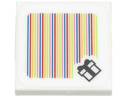 Tile 2 x 2 with Groove with Super Mario Scanner Code Gift Box Pattern (Sticker) - Set 71403: {бял}