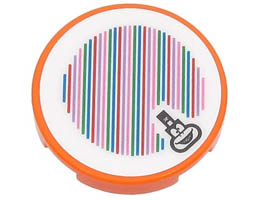 Tile, Round 2 x 2 with Bottom Stud Holder with Super Mario Scanner Code Lemmy Pattern (Sticker) - Set 71403: {ярко оранжев}