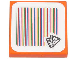 Tile 2 x 2 with Groove with Super Mario Scanner Code Cat Goomba Pattern (Sticker) - Sets 71407 / 71413: {ярко оранжев}