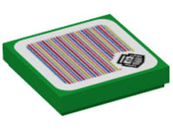 Tile 2 x 2 with Groove with Super Mario Scanner Code Hammer Bro Pattern (Sticker) - Set 71410: {тъмно зелен}