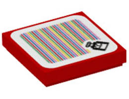 Tile 2 x 2 with Groove with Super Mario Scanner Code Toady Pattern (Sticker) - Set 71410: {ярко червен}