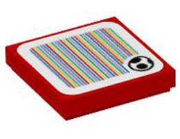Tile 2 x 2 with Groove with Super Mario Scanner Code Yoshi Egg Pattern (Sticker) - Set 71410: {ярко червен}