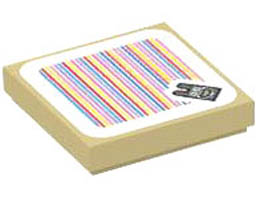 Tile 2 x 2 with Groove with Super Mario Scanner Code Nabbit Pattern (Sticker) - Set 71410: {тухлено жълт}