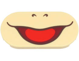 Tile, Round 2 x 4 Oval with Dark Brown Nostrils and Wide Open Mouth Smile with Red Tongue Pattern (Super Mario Lemmy Lower Face): {тухлено жълт}