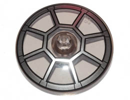 Dish 4 x 4 Inverted (Radar) with Open Stud with Silver Radial TIE Bomber Cockpit Pattern: {прозрачно кафяв}