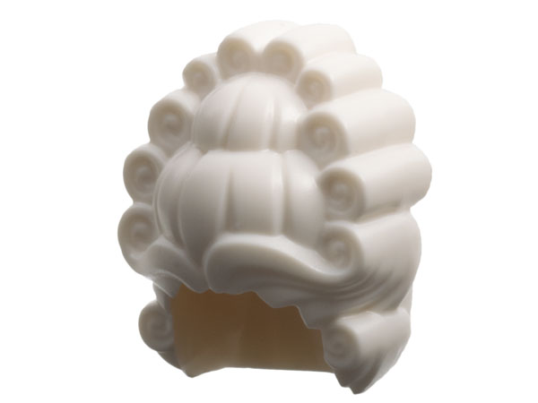 Minifigure, Hair Tall Rococo Wig with Curled Rolls: {бял}