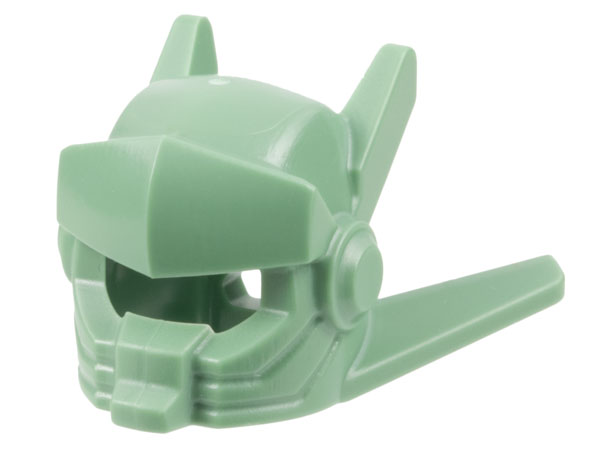 Minifigure, Headgear Helmet with Visor, Antennas and Long Back Fins: {пясъчно зелен}