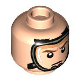 Minifigure, Head Dual Sided Reddish Brown Eyebrows, Medium Nougat Cheek Lines, and Open Mouth Smile / Oxygen Mask Pattern - Hollow Stud : {светло нуга}