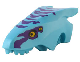 Dragon Head (Avatar Ikran) Jaw Upper with Dark Purple Stripes and Bright Light Orange Eyes Pattern: {умерено небесносин}
