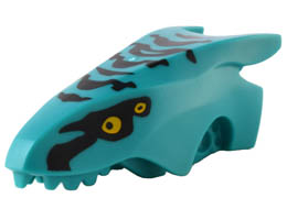 Dragon Head (Avatar Ikran) Jaw Upper with Black Stripes and Bright Light Orange Eyes Pattern: {ярко синьо-зелен}