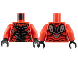 Torso Female Armor, Black Chest, Red Ribbing, Silver Trim Pattern / Red Arms / Black Hands: {ярко червен}