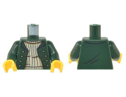 Torso Open Jacket with 8 Gold Buttons over Tan Sweater Pattern / Dark Green Arms / Yellow Hands: {земно зелен}