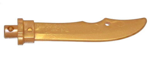 Minifigure, Weapon Sword Curved Blade with Bar, Rectangular Hilt, and Hole: {топло златист}