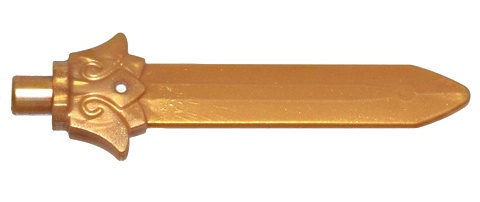Minifigure, Weapon Sword Blade with Bar and Lotus Flower Hilt: {топло златист}