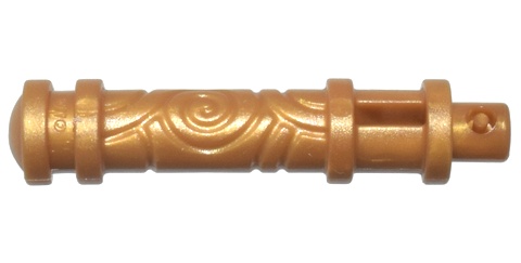 Minifigure, Weapon Staff End with Bar and Handle with Curved Lines and Slot: {топло златист}