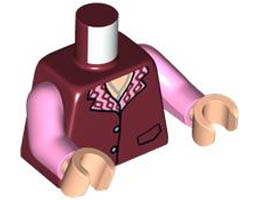 Torso Vest with Pockets and 2 Buttons, Bright Pink Collar, Silver Necklace Pattern / Bright Pink Arms / Light Nougat Hands: {нов тъмно червен}