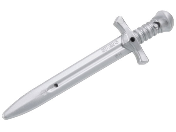 Minifigure, Weapon Sword, Greatsword with Detailed Hilt and Capped Pommel: {сребърно метален}