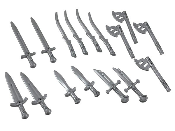 Minifigure, Weapon Pack The Lord of the Rings, 16 in Bag (Multipack): {сребърно метален}