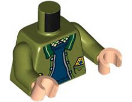 Torso Open Jacket with Dark Green Collar, Dark Blue Jumper, Lollipop and Chocolate Frog in Pockets Pattern / Olive Green Arms / Light Nougat Hands : {маслинено зелен}