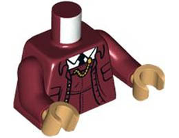 Torso Suit Jacket and Vest, White Shirt, Black Tie, Gold Watch Chain Pattern / Dark Red Arms / Medium Tan Hands: {нов тъмно червен}