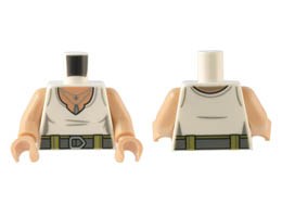 Torso Female Shirt, Dark Bluish Gray Belt with Buckle and Silver Necklaces Pattern / Medium Tan Arms / Medium Tan Hands: {бял}