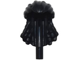 Minifigure, Hair Navi, Wide with Braids, Smooth Front, and Bar at End: {черен}