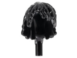 Minifigure, Hair Navi, Wide with Bangs, Braids, and Bar at End: {черен}