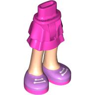 Mini Doll Hips and Skirt Layered with Molded Light Nougat Legs and Printed Medium Lavender Shoes with White Laces and Dark Pink Soles Pattern - Thin Hinge: {ярко пурпурен}